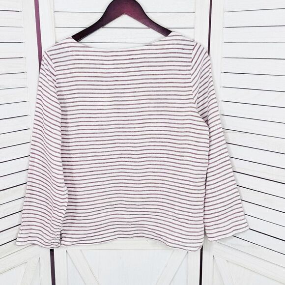 Sigrid Olsen Striped Linen Popover Shirt White Red Small - Picture 8 of 11